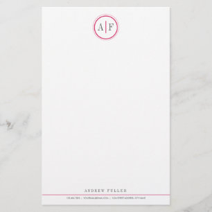 Classic Magenta Monogrammed Stationery