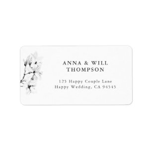 Classic Magnolia Black White Art RSVP Address Label