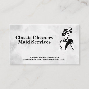 Classic Maid Black White Home Cleaning Services Business Card