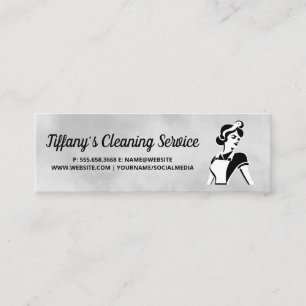 Classic Maid Illustration Home Cleaning Mini Business Card