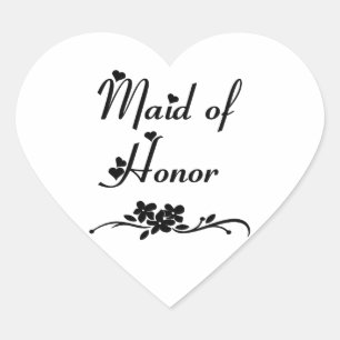 Classic Maid Of Honour Heart Sticker