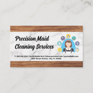 Classic Maid Service Wood Cleaner Hotel Services Business Card