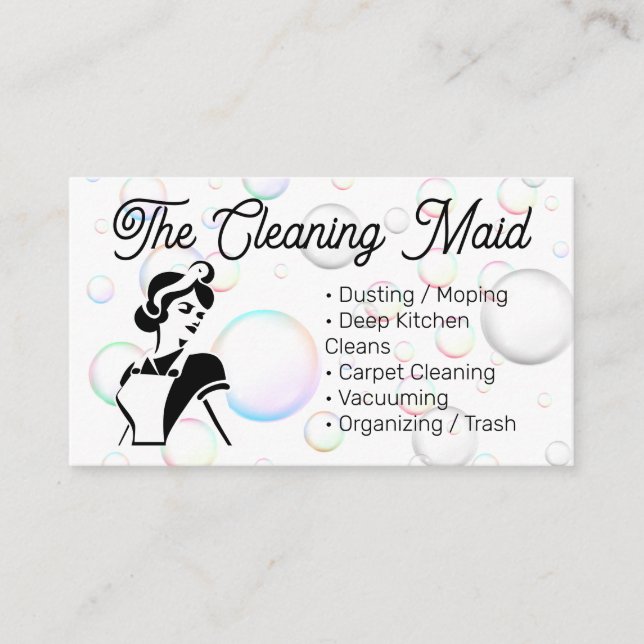 Classic Maid Style | House Cleaner Business Card (Front)