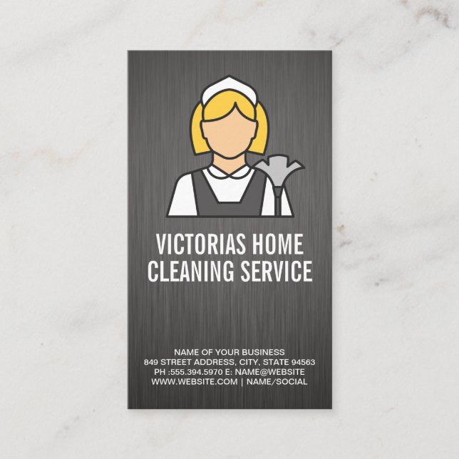 Classic Maid Style Logo | Metallic Background Business Card (Front)