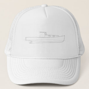 Classic Maine Lobster Boat - Simple Line Drawing Trucker Hat