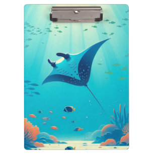 Classic, manta ray coastal art clipboard