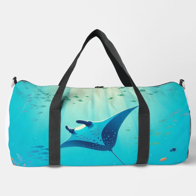 Classic, manta ray coastal art duffle bag (Front)