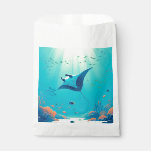 Classic, manta ray coastal art favour bags
