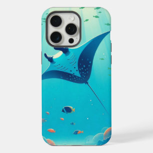 Classic, manta ray coastal art iPhone 15 pro max case