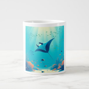 Classic, manta ray coastal art large coffee mug