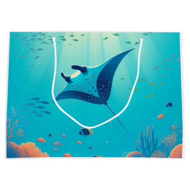 Classic, manta ray coastal art large gift bag (Front)