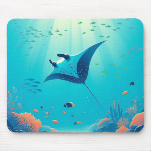 Classic, manta ray coastal art mouse mat