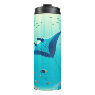 Classic, manta ray coastal art thermal tumbler