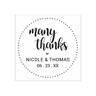 Classic Many Thanks Wedding Favour Rubber Stamp