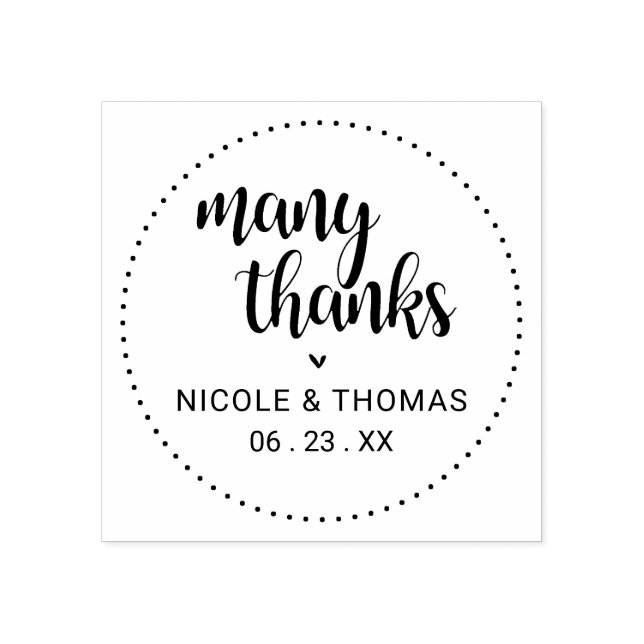Classic Many Thanks Wedding Favour Rubber Stamp (Imprint)