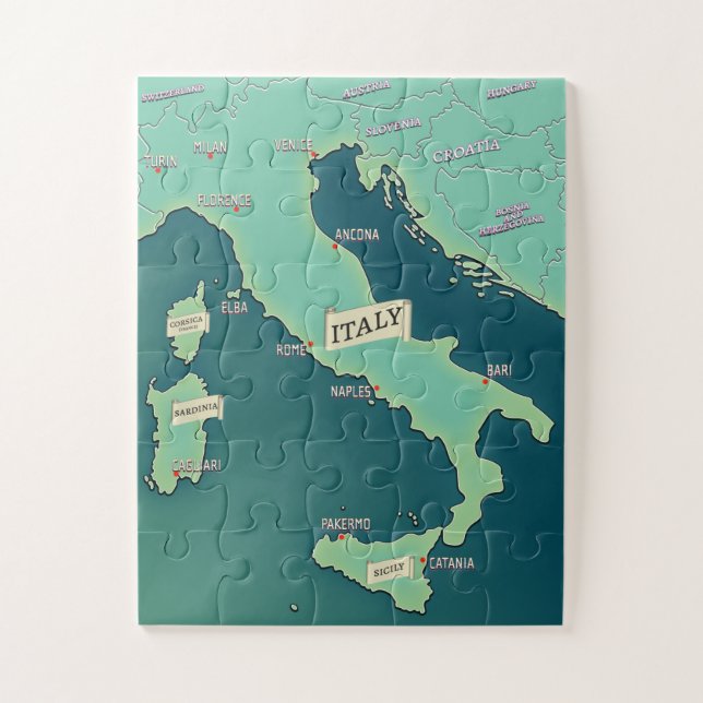 Classic Map Of Italy Jigsaw Puzzle (Vertical)