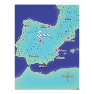 Classic Map Of Spain Photo Print