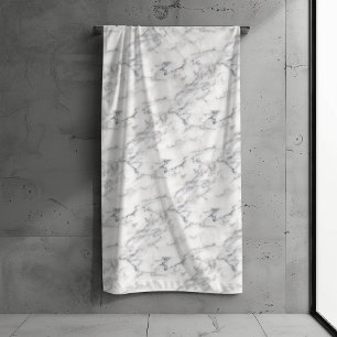 Classic Marble Black White Grey Stone Bath Towel Set