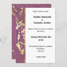 CLASSIC MARBLE PURPLE GOLD TRIM INVITATION