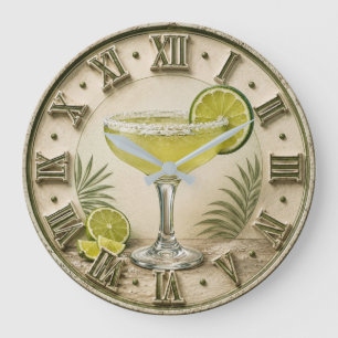 Classic Margarita Lime Cocktail Bar Decor Large Clock
