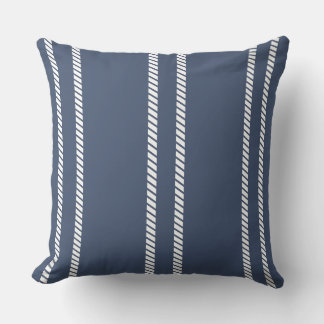 Classic Marine Blue with Stripes Throw Pillow