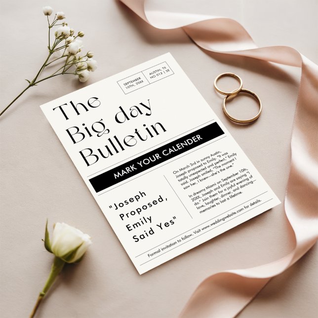 Classic Mark Your Calendar Newspaper Wedding Photo Save The Date (Creator Uploaded)