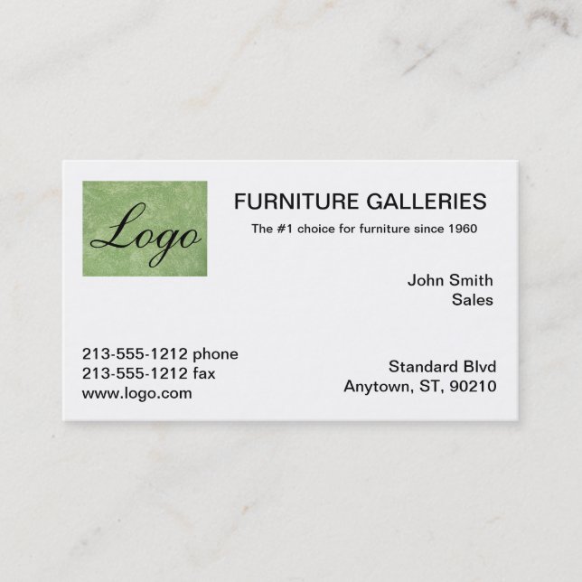 Classic Marmorino Green Logo Business Cards (Front)