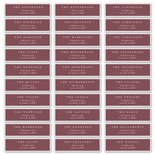 Classic Maroon Burgundy individual wedding address (Front)