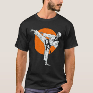 Classic Martial Arts Skeleton High Side Kick Karat T-Shirt