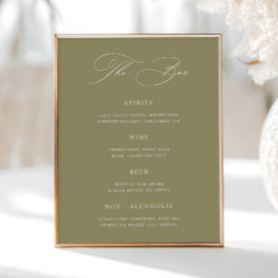Classic Matcha Green Wedding Bar Menu  Poster