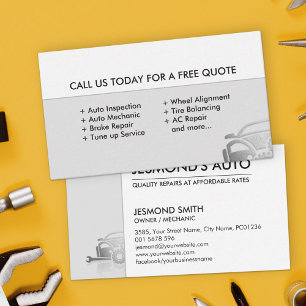 Classic Mechanic Car Repair  Business Card