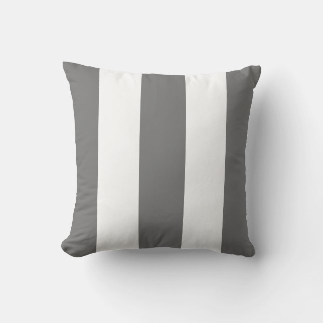 Classic med grey white vertical strips cushion (Front)