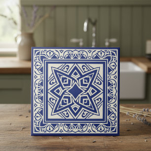 Classic Mediterranean Pattern Pat#18 Navy ID1195 Tile