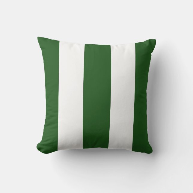 Classic medium green white 5 vertical strips cushion (Front)