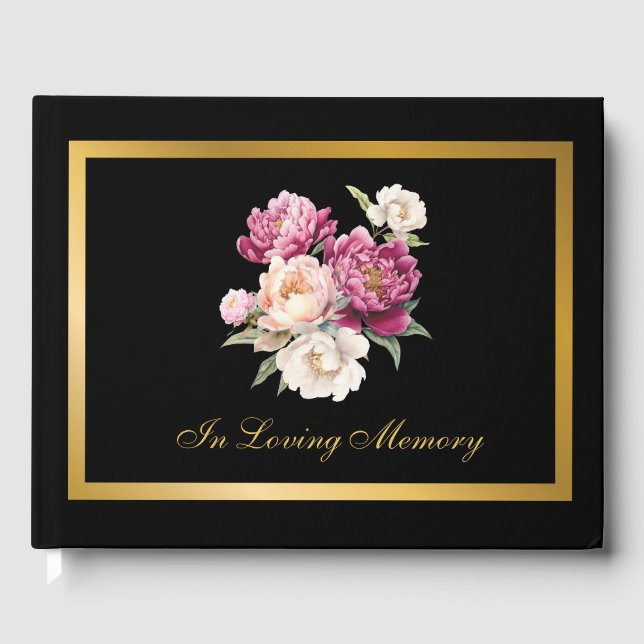 Classic Memorial Funeral Condolence Guest Book (Front)