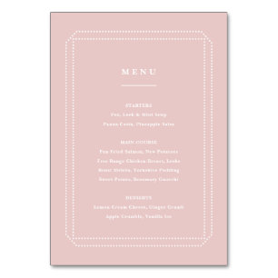 Classic Menu pink, wedding reception Table Number
