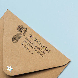 Classic Mermaid Custom Family Name Return Address Rubber Stamp