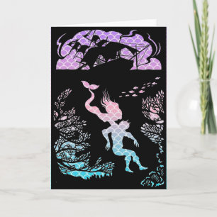 Classic Mermaid Fairy Tale.  Blank Card