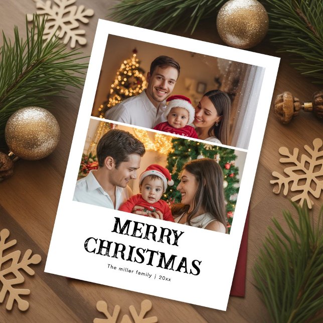 Classic Merrier Together Couple Holiday Card (Creator Uploaded)