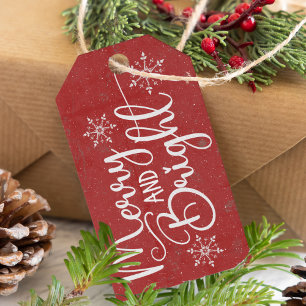 Classic Merry and Bright Trendy Christmas Gift Tags