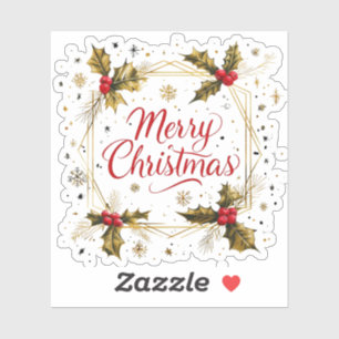 Classic Merry Christmas Card with Holly Design