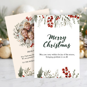 Classic Merry Christmas Card with Warm Winter Wish