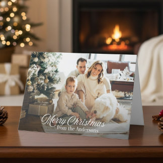 Classic Merry Christmas Custom Family Photo Holiday Card
