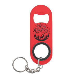 Classic Merry Christmas Deer and Tree Design Art