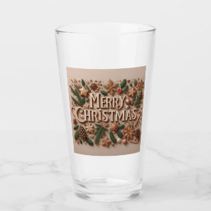 Classic Merry Christmas greenery Glass