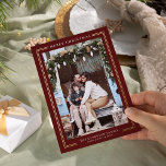 Classic Merry Christmas Holiday Photo Card<br><div class="desc">This classic card features a gold foil frame.</div>