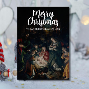 Classic Merry Christmas Nativity De Vos Holiday Card