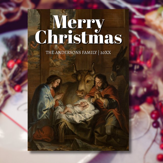 Classic Merry Christmas Nativity Quellinus Holiday Card (Creator Uploaded)