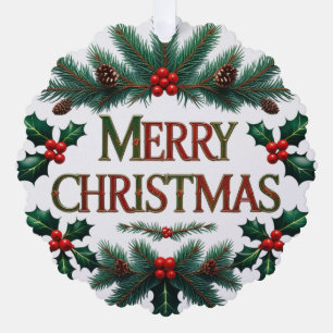 Classic Merry Christmas Paper Ornament Card