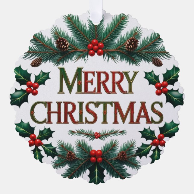 Classic Merry Christmas Paper Ornament Card  (Front)